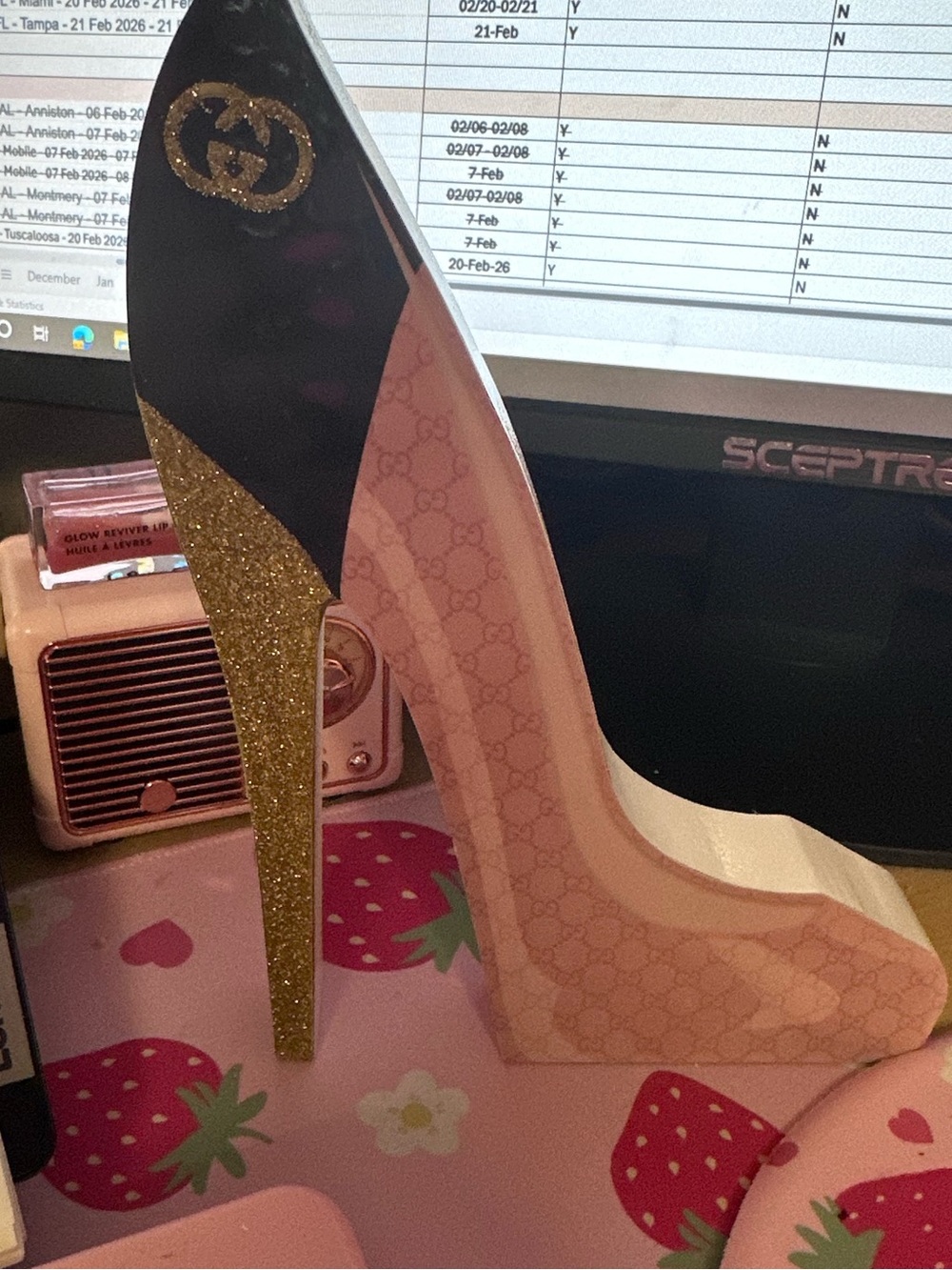 At Home Gucci Glitter High Heel Wood Decor